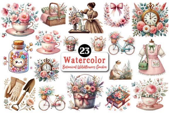 Download Botanical Wildflowers Garden Clipart - Clip Collection