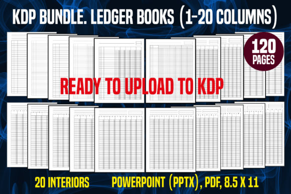 Download KDP Bundle. Ledger Books (1-20 Columns) - Kdp bundle Collection