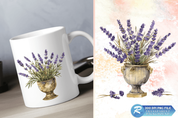 Download Lavender Golden Vase Watercolor Clipart - Clip Collection