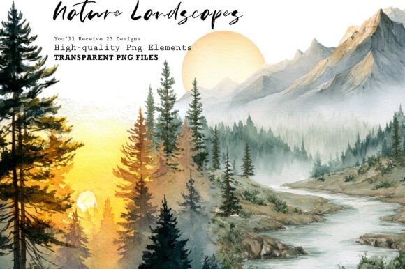 Download Watercolor Nature Landscapes PNG Clipart - Clip Collection