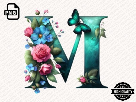 Download Roses &amp; Butterflies Alphabet Clipart PNG - Clip Collection