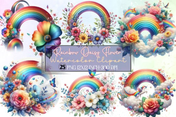 Download Rainbow Daisy Flower Watercolor Clipart - Clip Collection