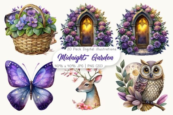 Download Midnight Garden Clipart Bundle - Clip Collection