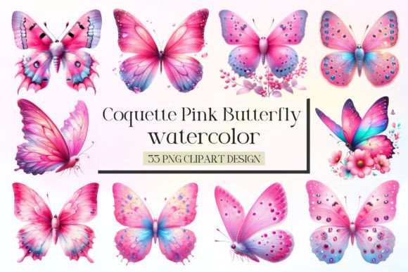 Download Coquette Pink Butterfly Clipart Bundle - Clip Collection