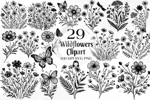 Download Wildflowers SVG PNG Clipart Bundle - Clip Collection