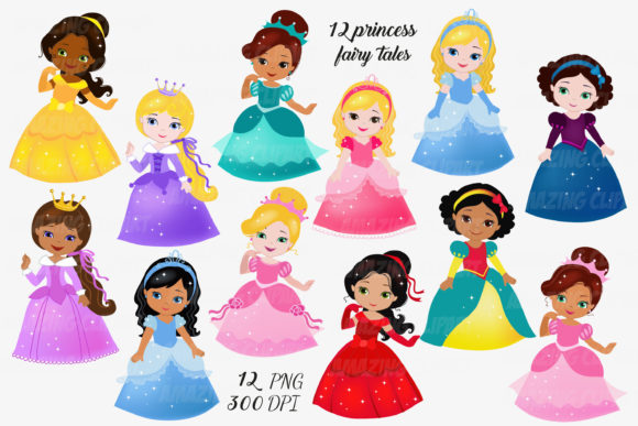 Download BUNDLE Cute Princess Clipart -Princesses - Clip Collection