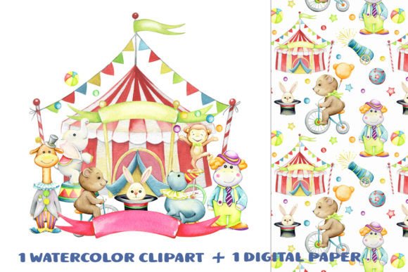 Download Circus Watercolor, Animals Clipart, Carn - Clip Collection
