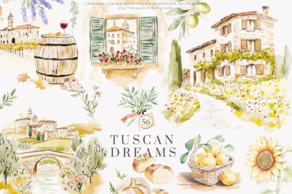 Download Tuscan Clipart Italian Watercolor Png - Clip Collection