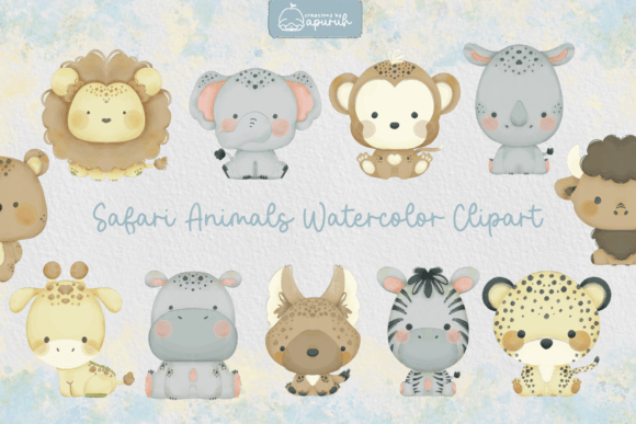 Download Cute Safari Animals Watercolor Clipart - Clip Collection