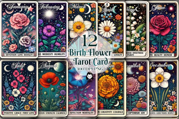 Download Birth Month Flower Tarot Card Clipart - Card Collection
