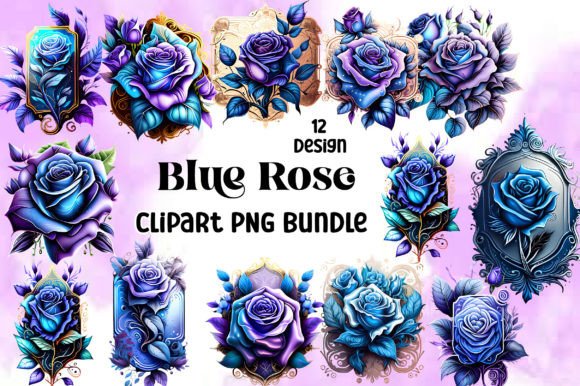 Download Vintage Blue Rose Clipart PNG Bundle - Clip Collection