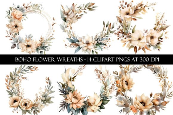 Download Boho Flower Wreath Clipart - Clip Collection