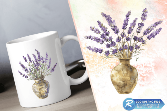 Download Lavender Golden Vase Watercolor Clipart - Clip Collection