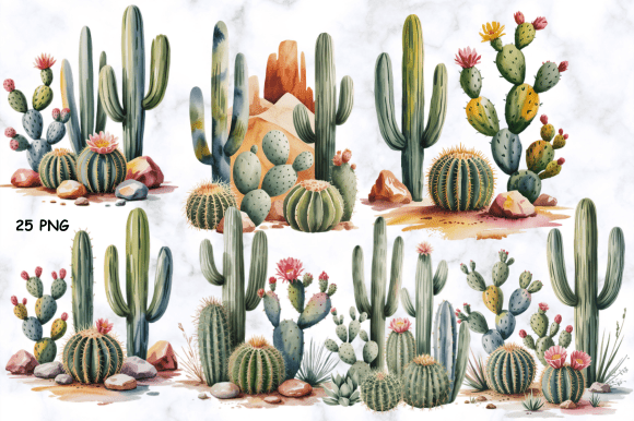 Download Cactus Watercolor Plants Clipart Bundle - Clip Collection