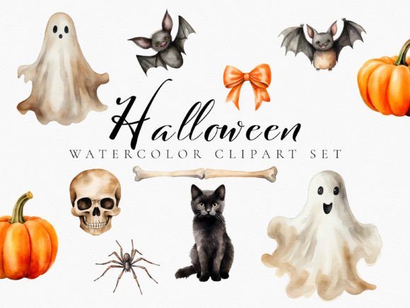 Download Watercolor Halloween Digital Clipart Set - Clip Collection