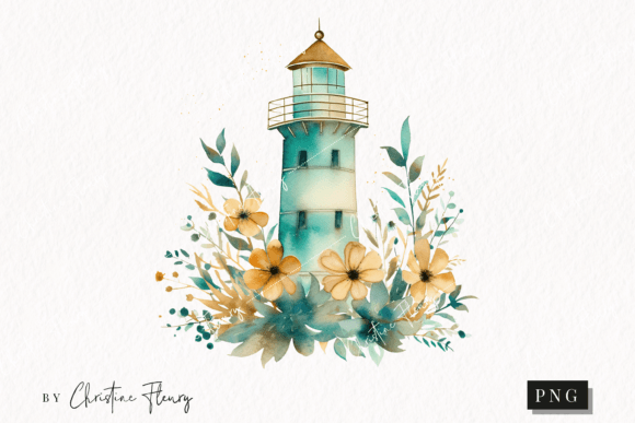 Download Watercolor Flower Lighthouse Clipart - Clip Collection