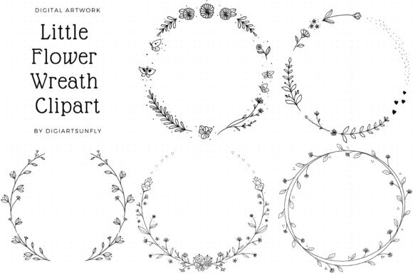 Download Doodle Flower Wreath Clipart/Hand Drawn. - Clip Collection