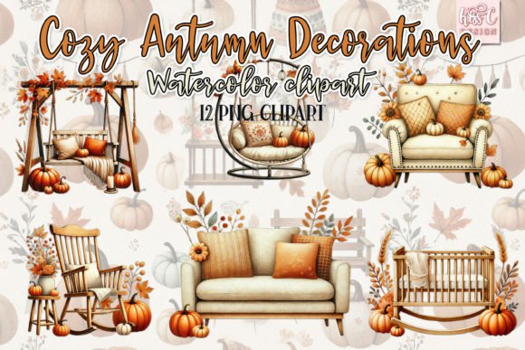 Download Cozy Autumn Decor Seasonal Clipart Set - Clip Collection