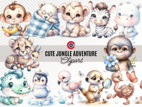 Download Cute Safari Animals Clipart Bundle - Clip Collection