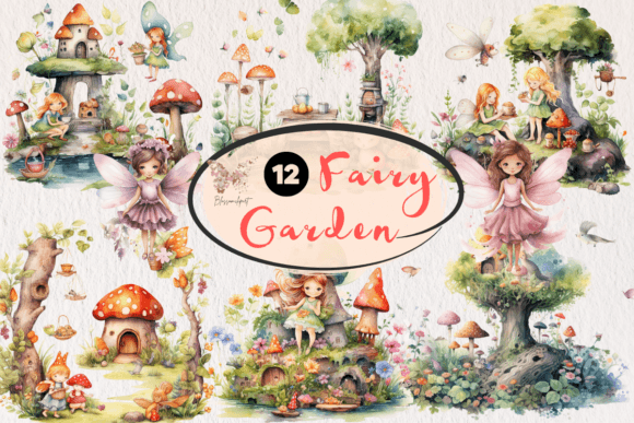 Download Fairy Garden Watercolor Clipart - Clip Collection