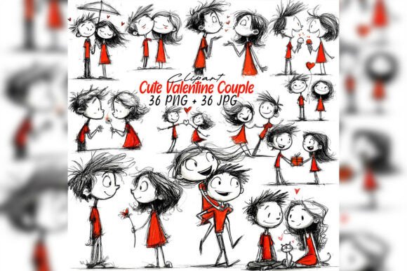 Download Whimsical Valentine Couple Clipart Love - Clip Collection